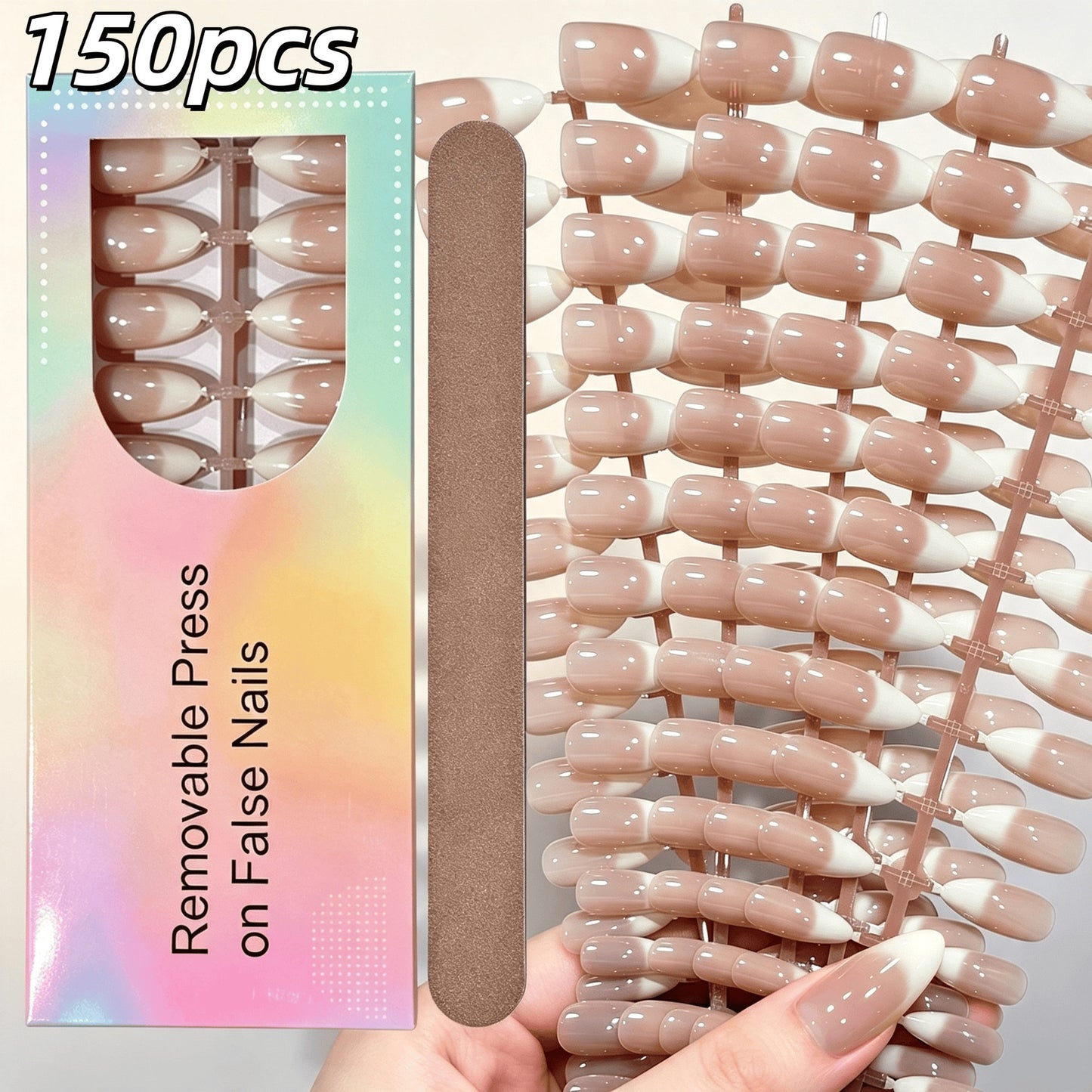 Elegante Gradient French Tip Press-On Nails Brehn