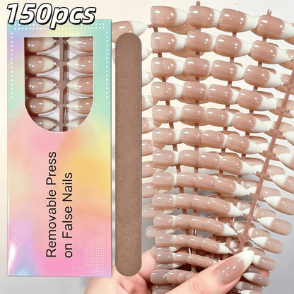 Elegante Gradient French Tip Press-On Nails Brehn