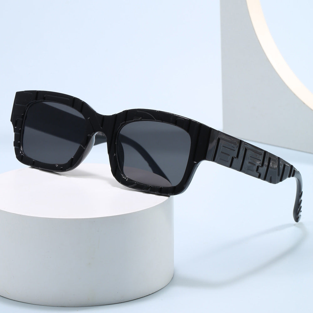 Damen modische quadratische Sonnenbrille mit strukturiertem Rahmen und UV-Schutz Brehn