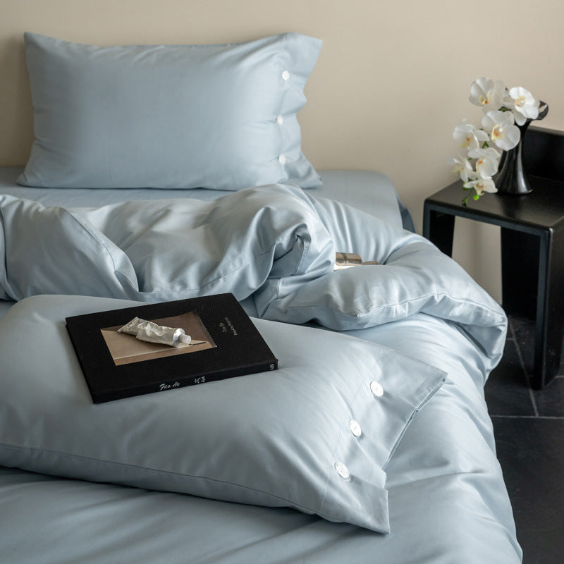 Hotel-Qualitäts Baumwollsatin Bettdeckenbezug Set mit Knopfverschluss & Kissenbezüge