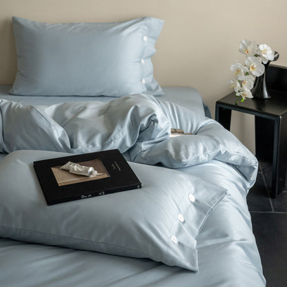 Hotel-Qualitäts Baumwollsatin Bettdeckenbezug Set mit Knopfverschluss & Kissenbezüge