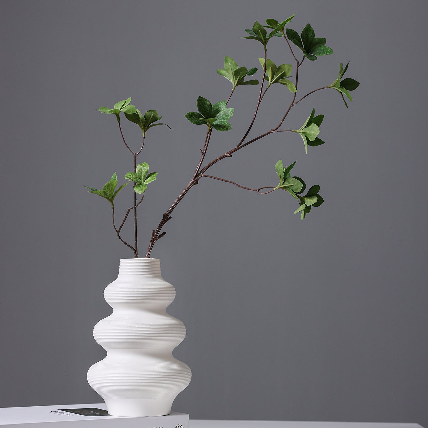 Moderner minimalistischer gerippter Keramikvase