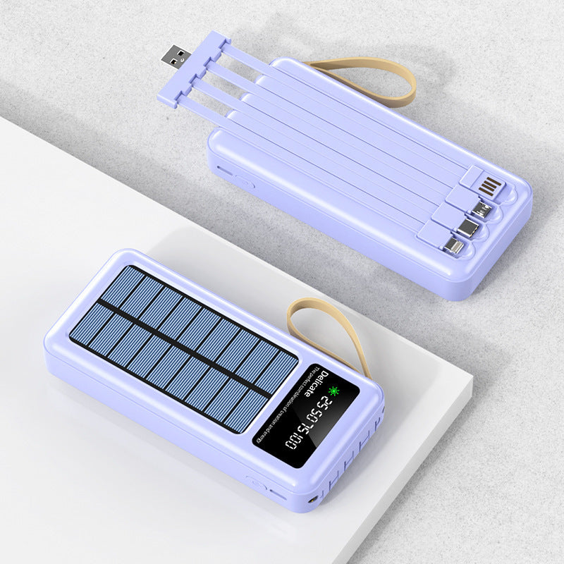Tragbare Solar-Powerbank mit Integriertem Multifunktions-Ladekabel und Digitaler Anzeige Brehn