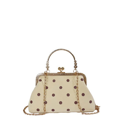 WoVintage Elegante Polka Dot Abend-Clutch Brehn