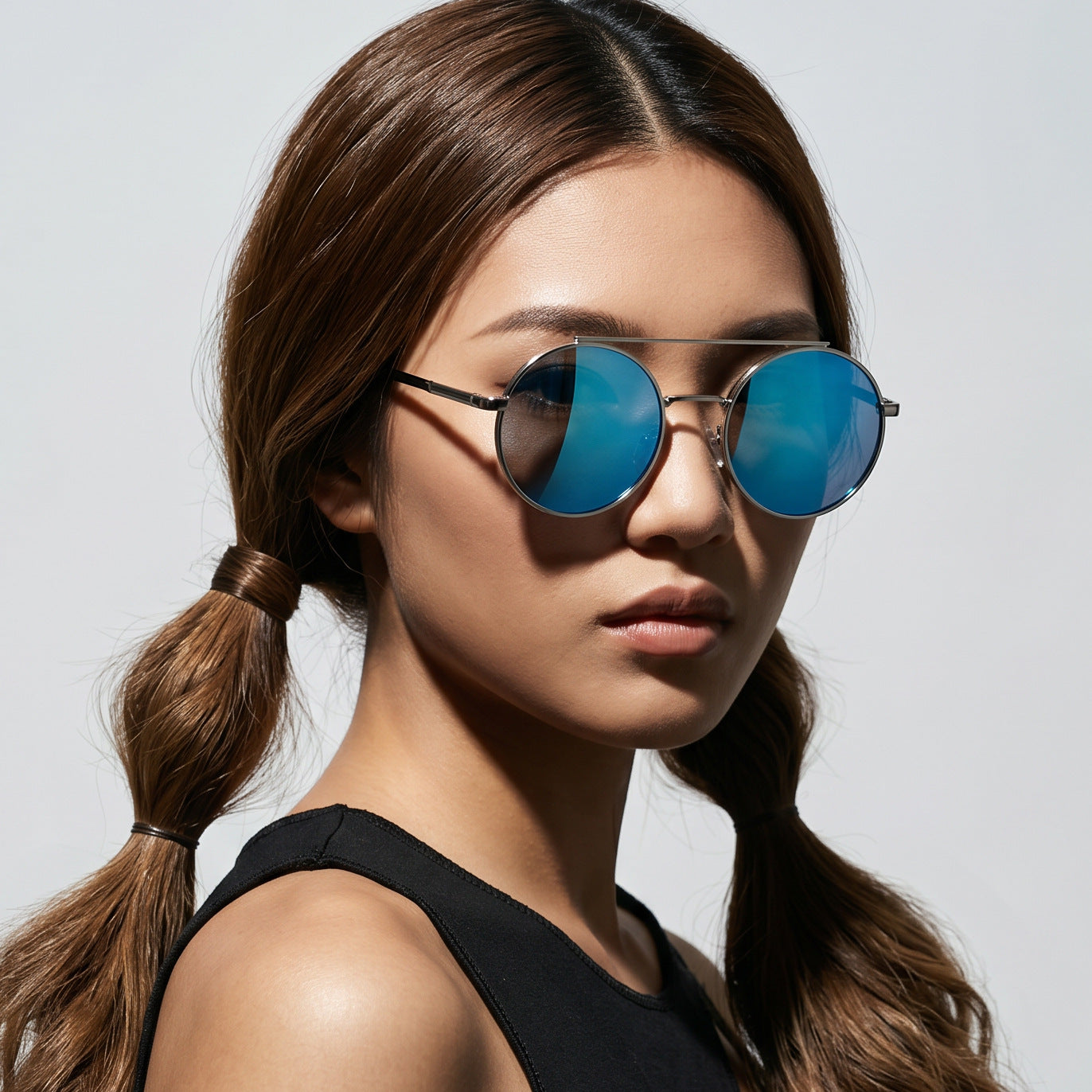 Damen runde Sonnenbrille mit modischem Metallrahmen Brehn