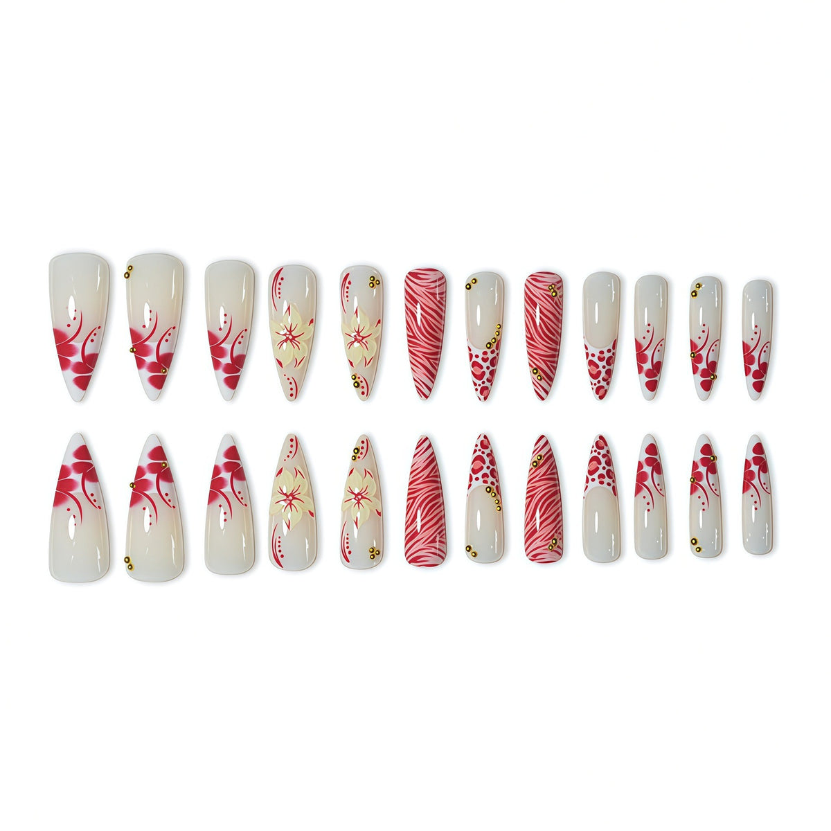 Künstlerische florale Acryl-Nagelverlängerungen Brehn