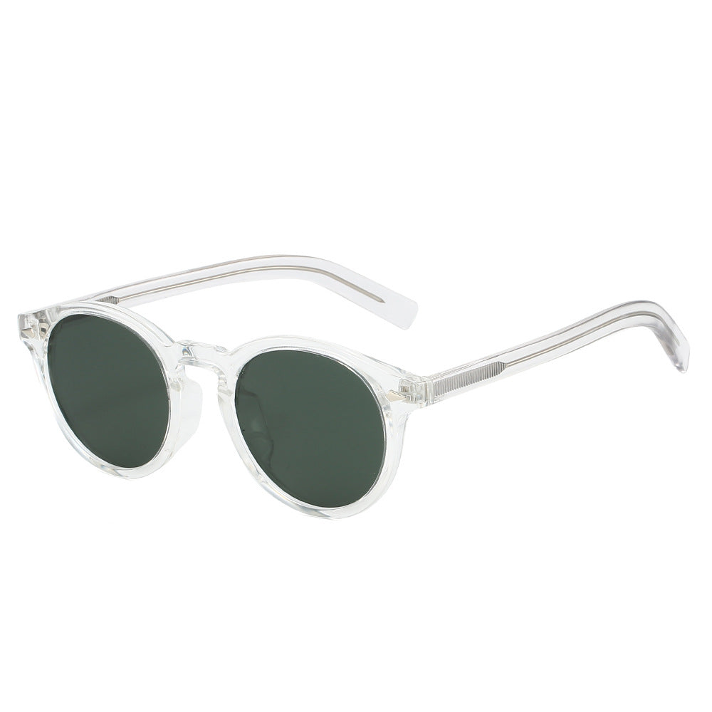 Damen modische Sonnenbrille mit transparentem Rahmen und gelben Gläsern Brehn