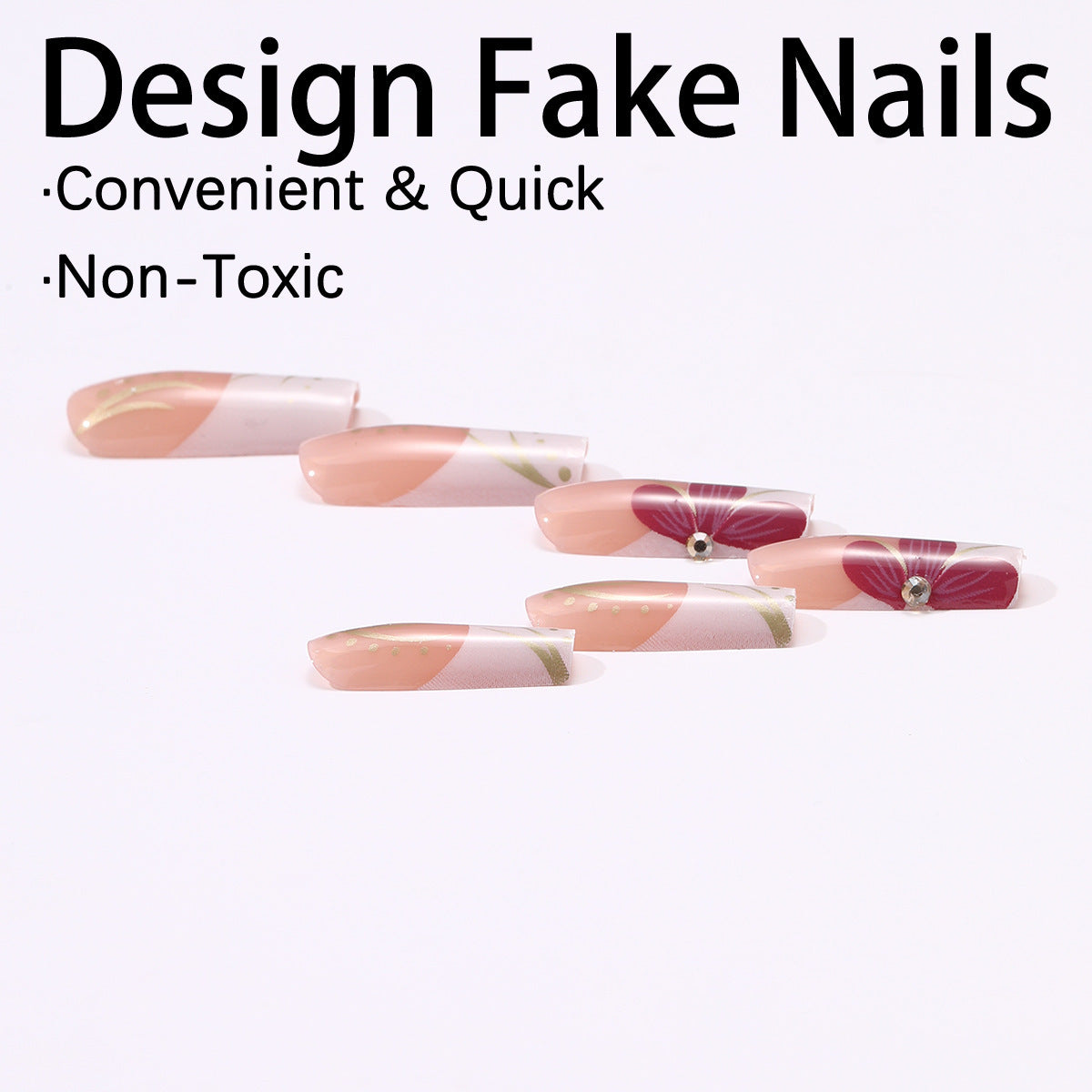 Kunstnagelset mit floralem Detail und Glitzerakzenten Brehn