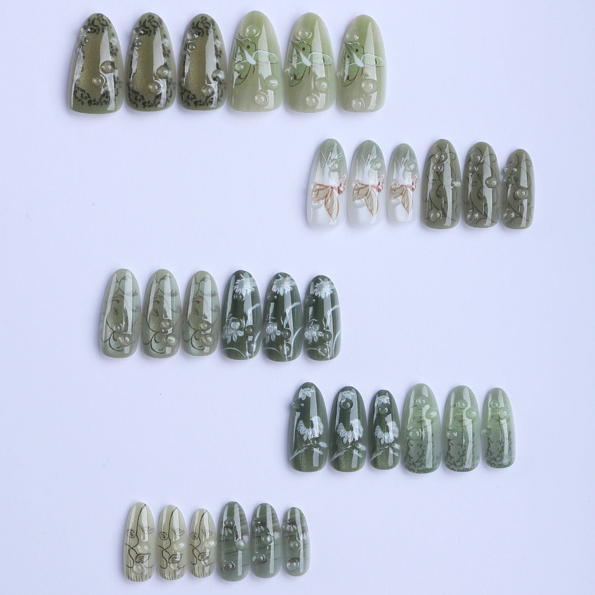 Kunstfingernägel mit Handgemachten Naturmotiven Brehn