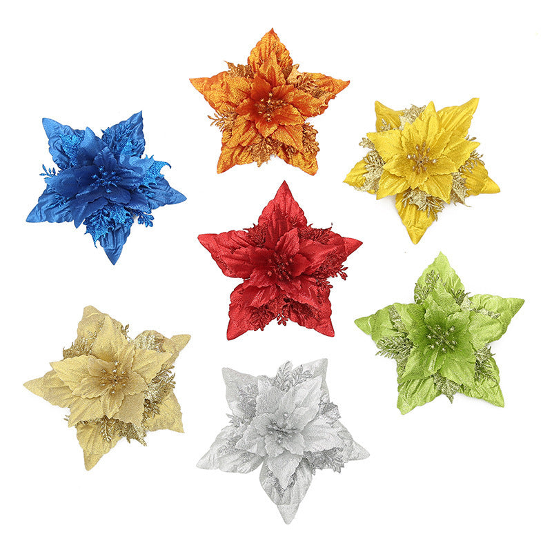 Dekorative Glitzernde Weihnachtsstern Blume Ornament Brehn