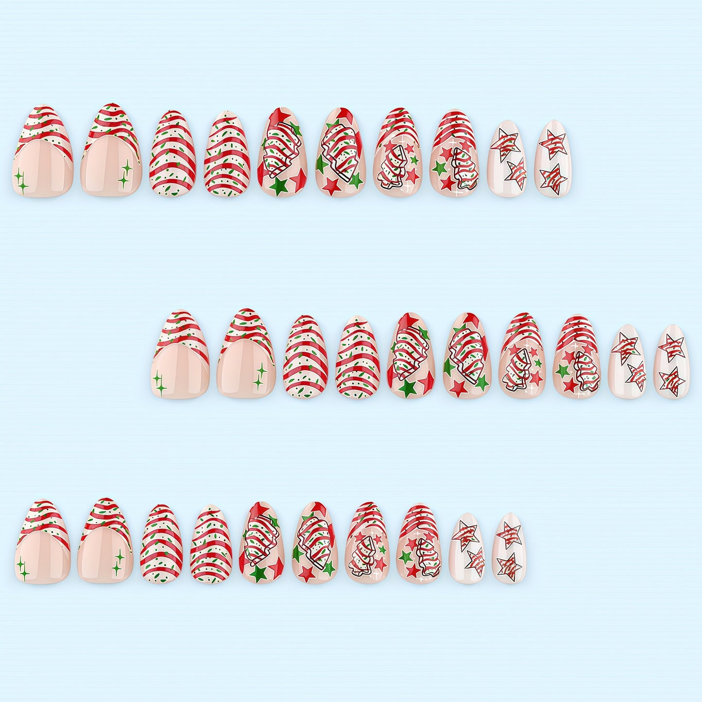 Kunstnägel im festlichen Weihnachtsdesign mit bunten Akzenten Brehn