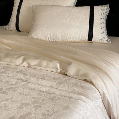 Luxuriös gesticktes Satin Bettwäsche-Set mit Bettbezug und Kissenbezug