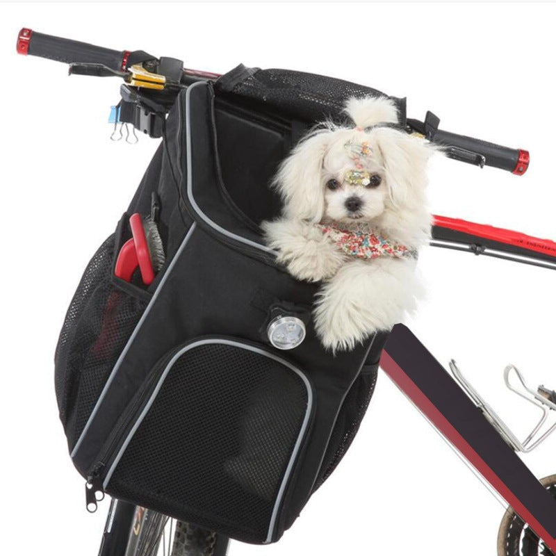 Vorn montierte Haustiertrage Tasche für das Fahrrad mit sicherer Leine atmungsaktives Mesh gepolsterter Boden reflektierender Rand Brehn