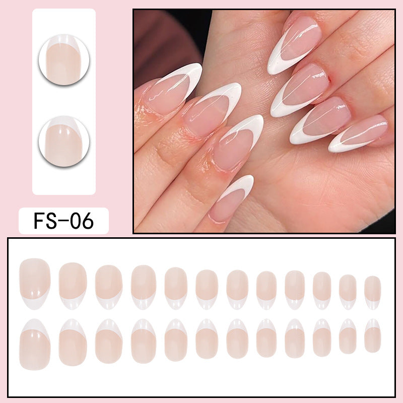 Elegante Stiletto Presse-auf Nägel mit Französischen Spitzen Brehn