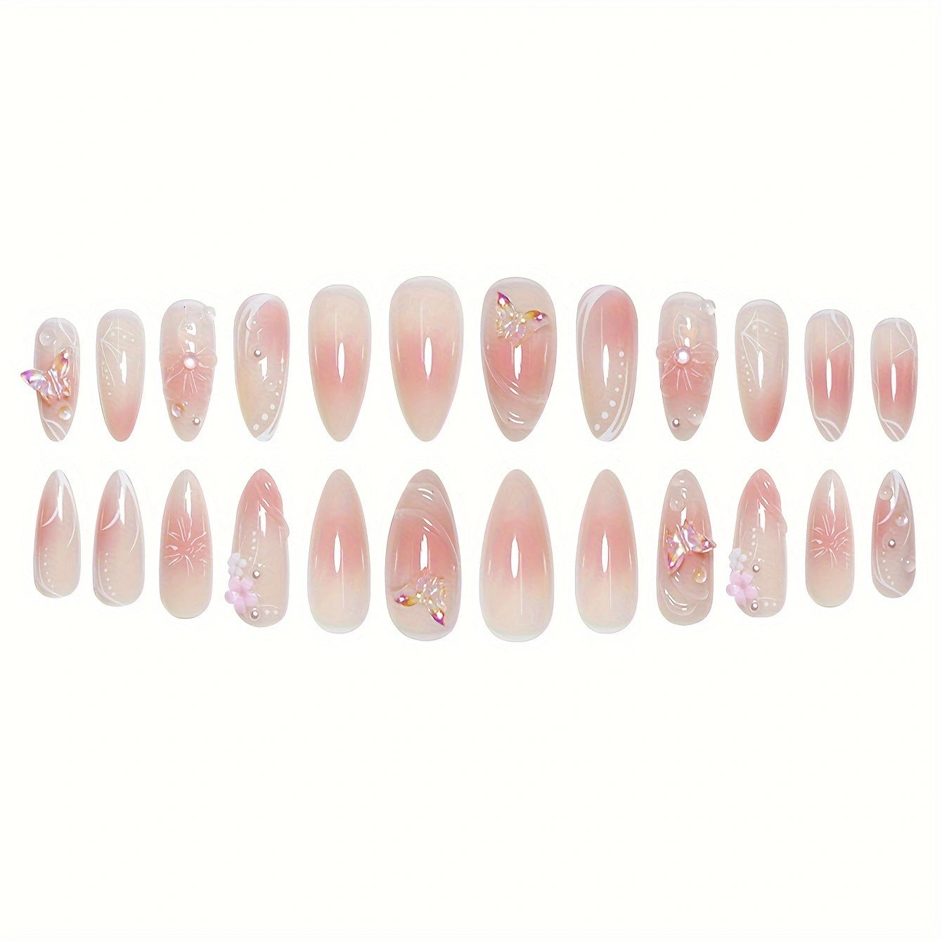 Künstlerisch Infundierte Florale Press-On Nagelset Brehn