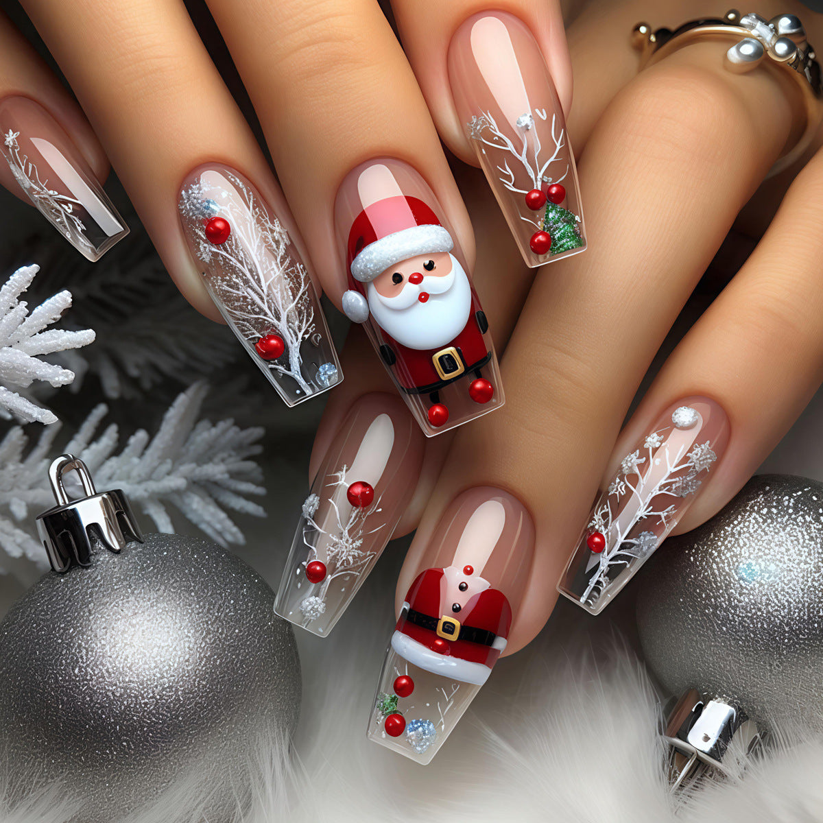 Kunstnägel Im Festlichen Weihnachtsdesign Brehn