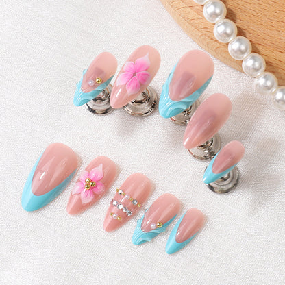 Kreatives blumengestaltetes Press-On-Nagelset Brehn
