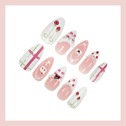 Kunstnagelset mit verspielten Blüten- und aufwendigen Dekoren Brehn