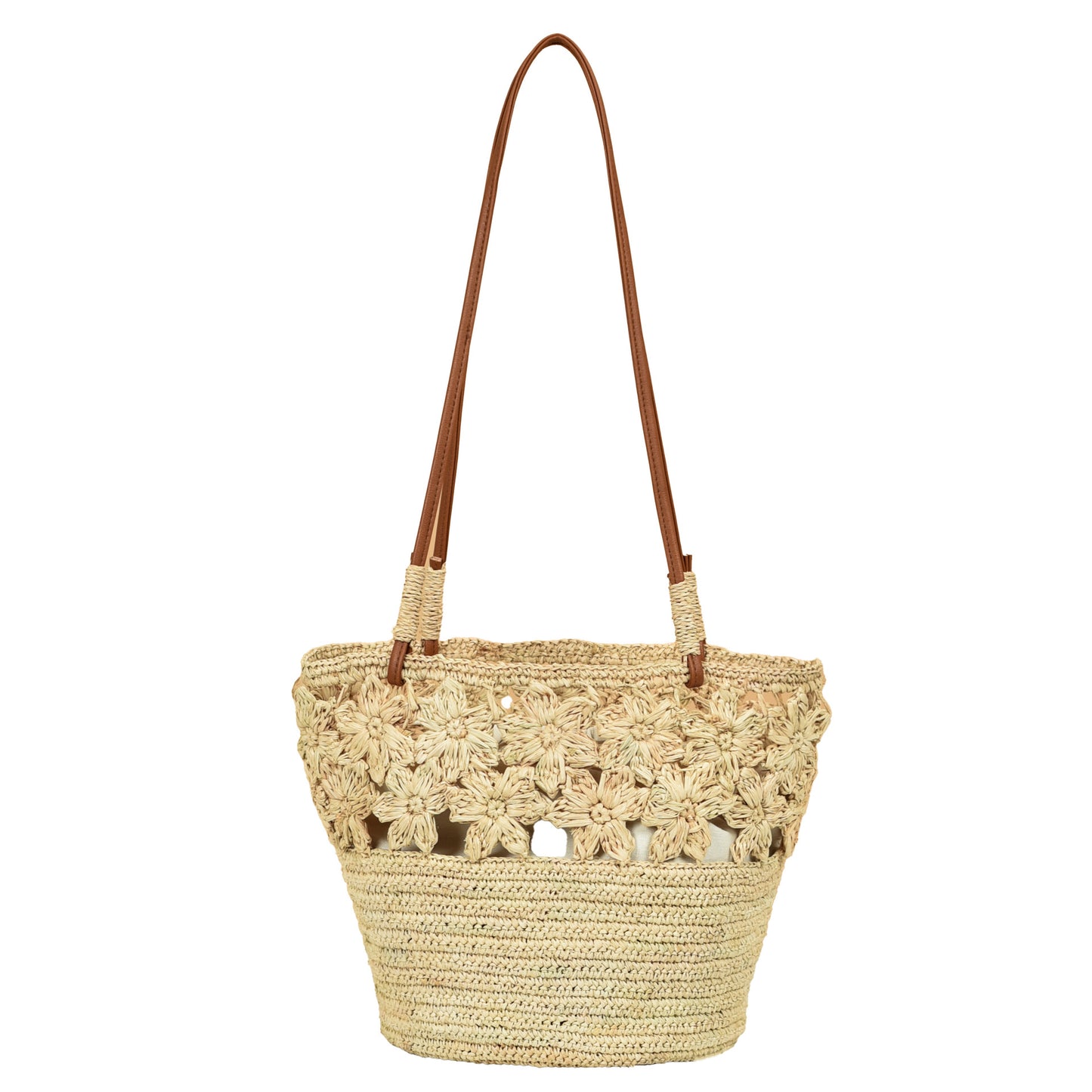 Handgefertigte Basttasche mit Floralen Akzenten Brehn