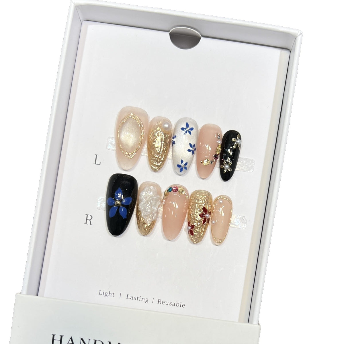 Elegantes Floral Press-On Nagelset Brehn