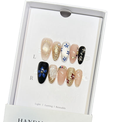 Elegantes Floral Press-On Nagelset Brehn