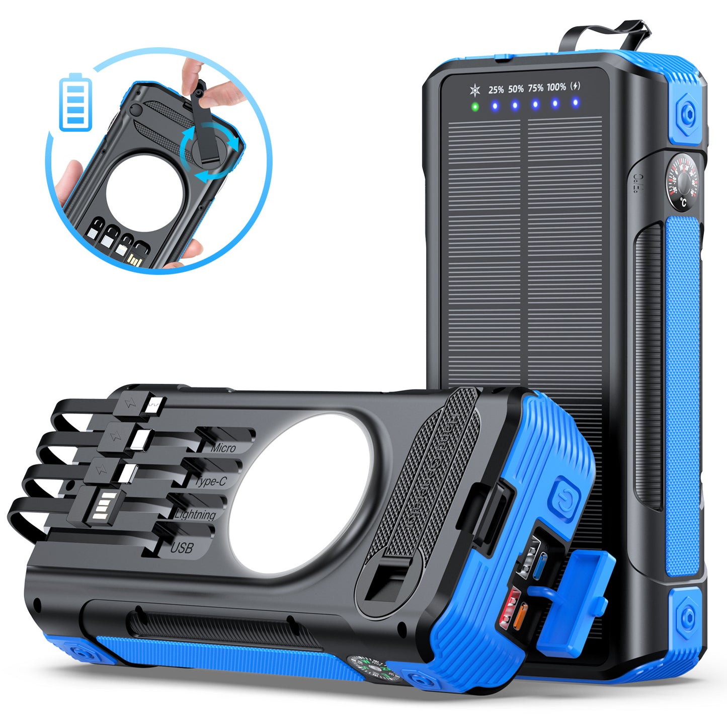 Multifunktionale Solar Powerbank mit LED-Anzeige Brehn