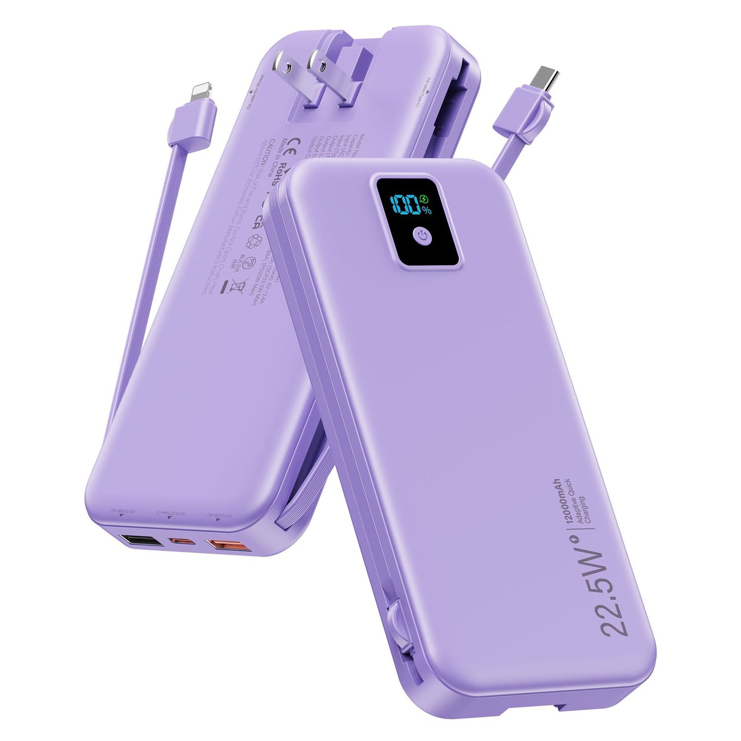 Powerbank mit Digitalem Lcd-Display und Integriertem Ladegerät Brehn