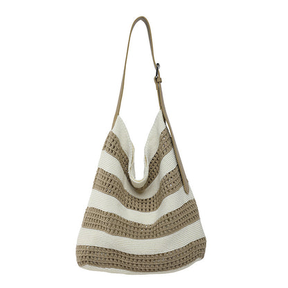 Gestreifter Woven Slouchy Tote