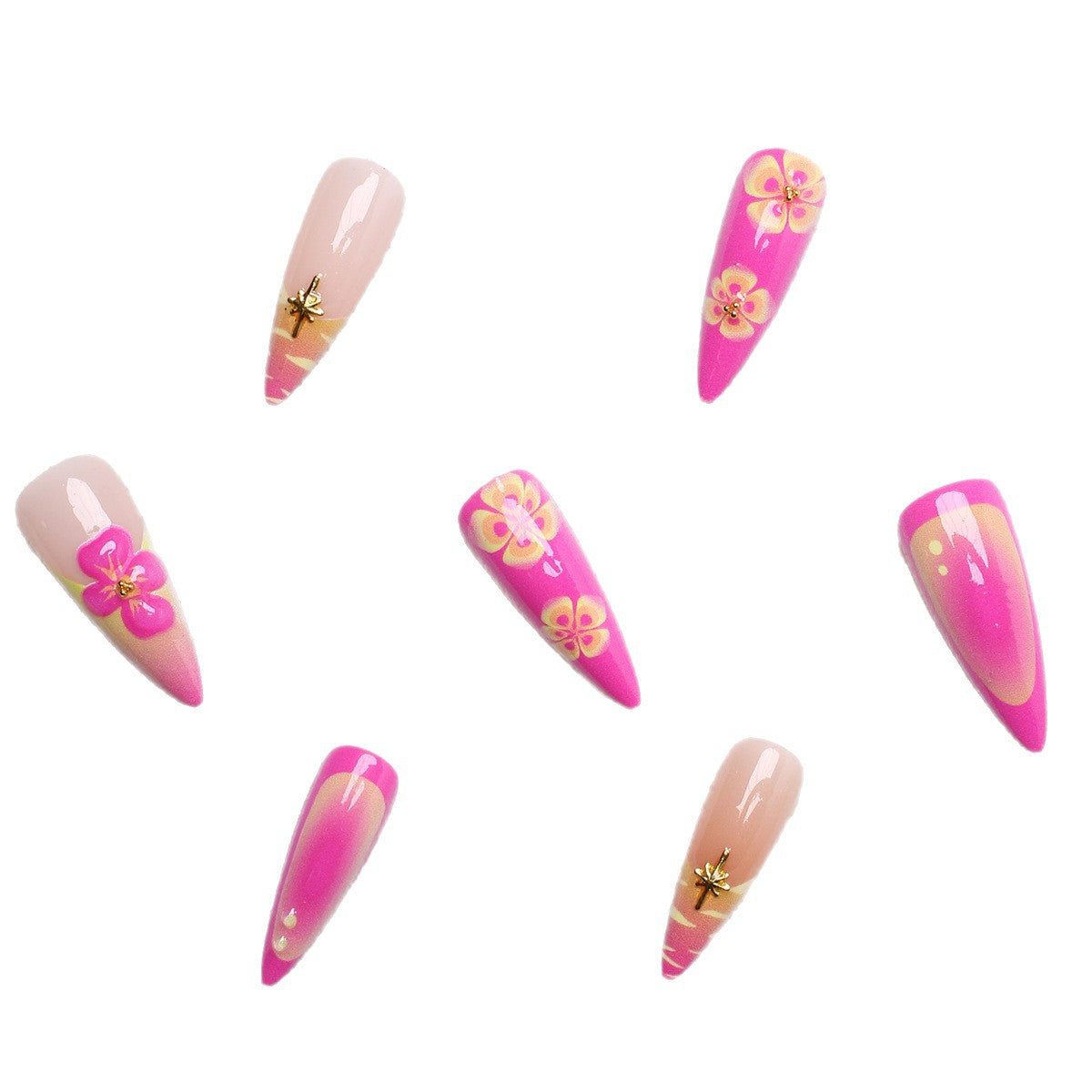 Kunstvolle Nagelspitzen mit floralen und abstrakten Designs Brehn