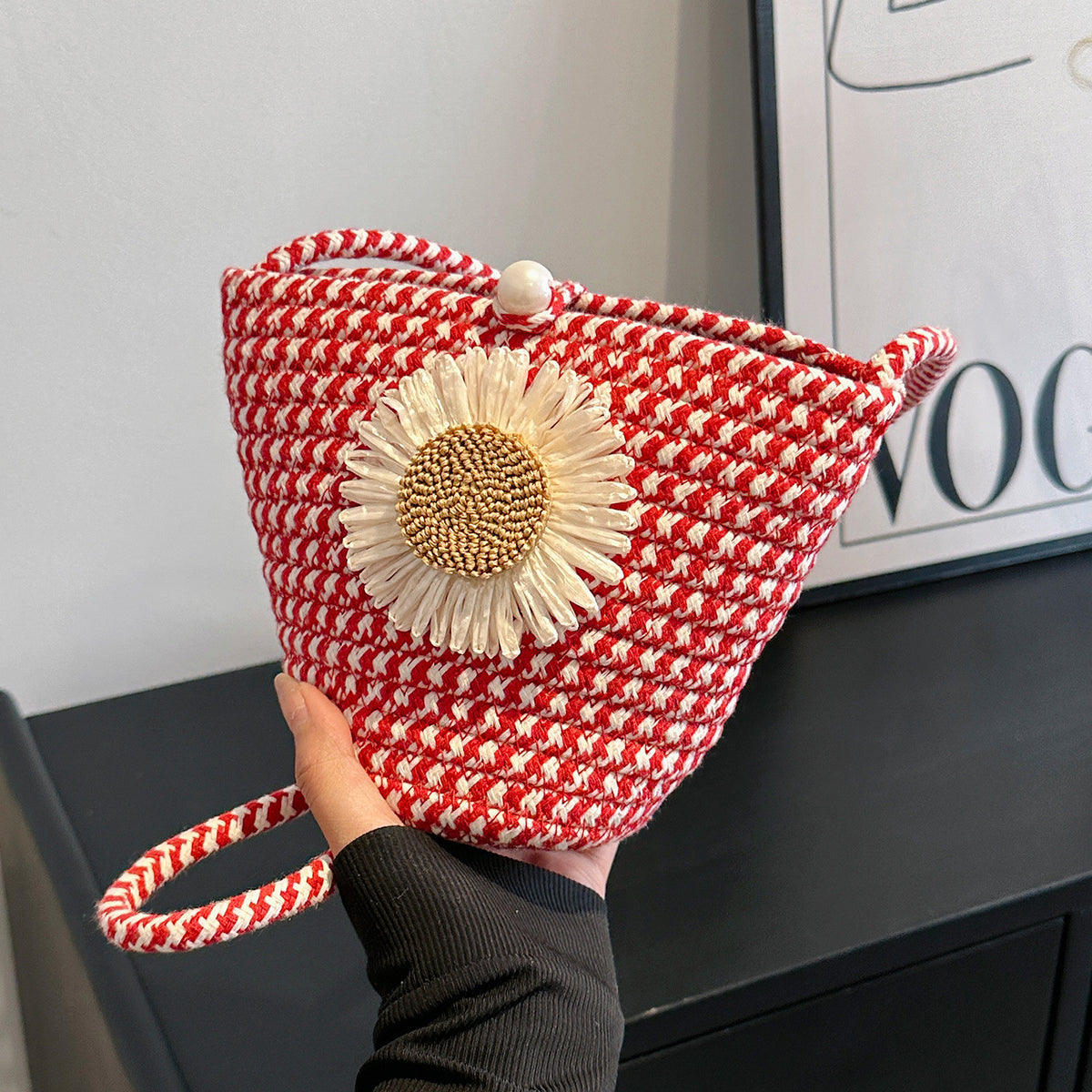 Blumenakzent Handgefertigte Schultertasche