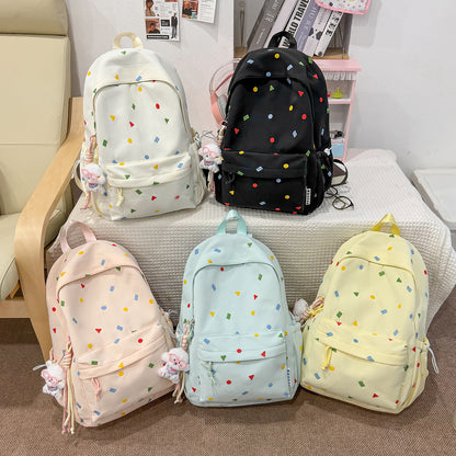 Stylische Mehrfarbige-Pünktchen-Rucksack Brehn
