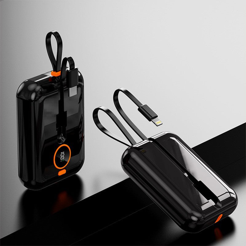 Tragbare Mini-Powerbank mit Integriertem Ladekabel und Digitaler Anzeige Brehn