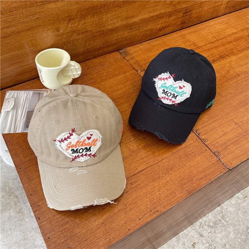 Damen Distressed Softball Mom Patch Baseball Cap Brehn