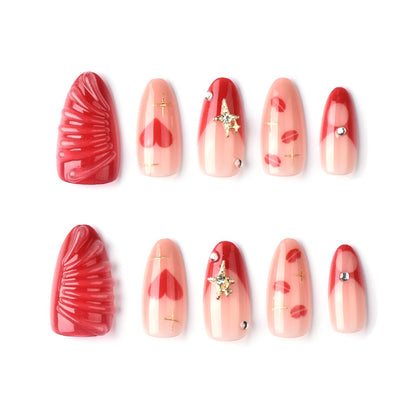 Romantische Herz- und Stern-Presse-Nagelkunst