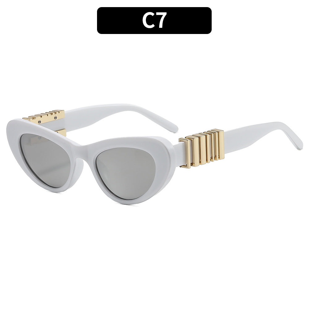Kühne Cat-Eye Sonnenbrille mit dekorativen Bügelakzenten
