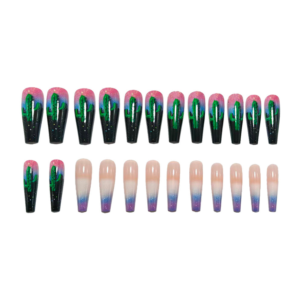 Kreative Nagelkunst mit Kaktusdesign Brehn