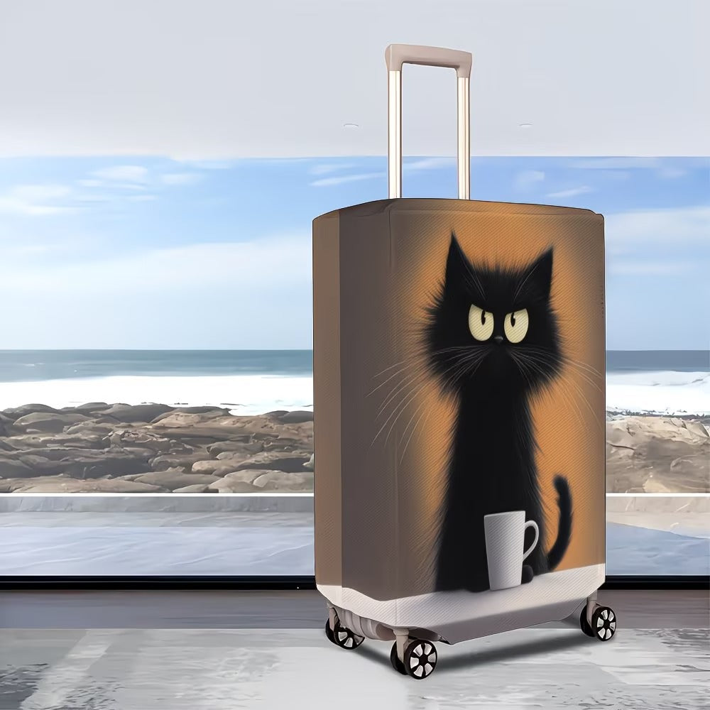 Unisex nan elastische Kofferhülle mit Cartoon-Katzenmotiv und Tassen-Design, strapazierfähiger Reisekofferschutz Brehn