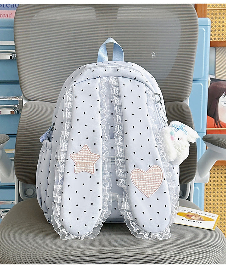 Mädchen Verspielter Pünktchen Hase Ohren Schul Rucksack
