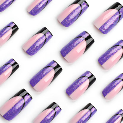 Kunstvolle Nagelverlängerungen mit glamourösem Farbverlauf und Glitzerdetails Brehn