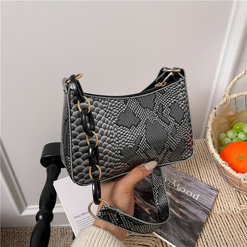 Stylische Texturierte Schlangenleder Effekt Handtasche Brehn