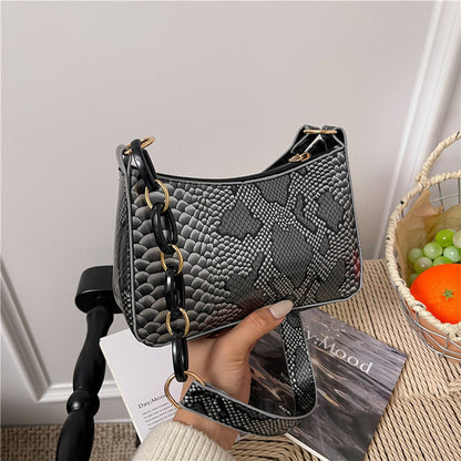 Stylische Texturierte Schlangenleder Effekt Handtasche Brehn