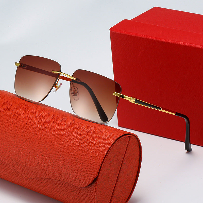 Damen modische rechteckige Halbrahmen-Sonnenbrille mit innovativem Design Brehn
