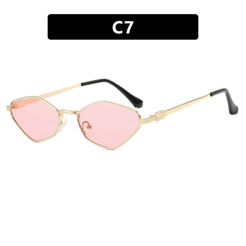 Damen geometrische Sonnenbrille mit glänzendem Metallrahmen und polarisierten Gläsern Brehn