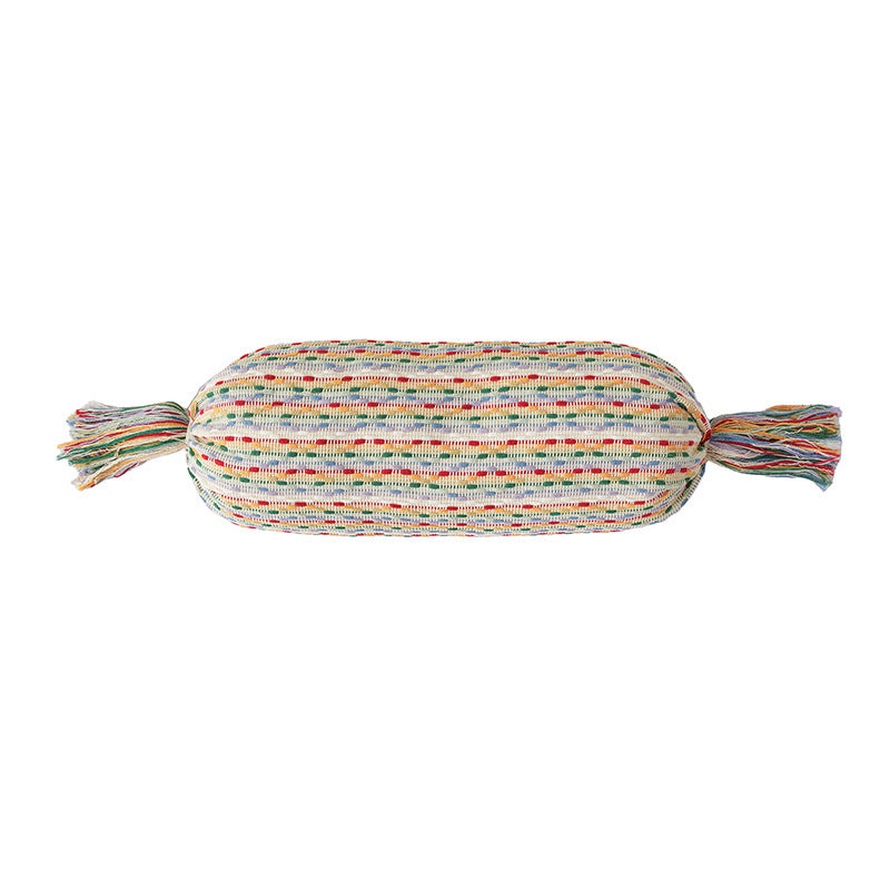 Wohnliches Kissen-Set aus gewebtem Baumwollmix mit Zylinderrolle und Quasten Brehn