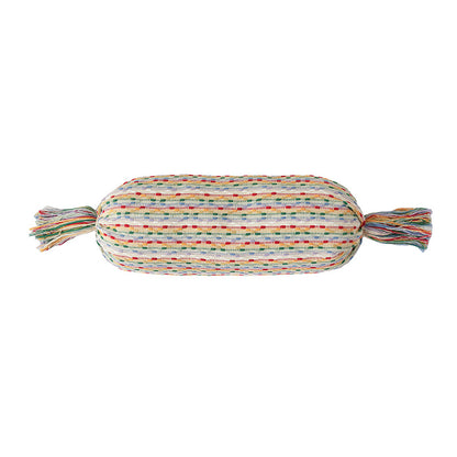 Wohnliches Kissen-Set aus gewebtem Baumwollmix mit Zylinderrolle und Quasten Brehn