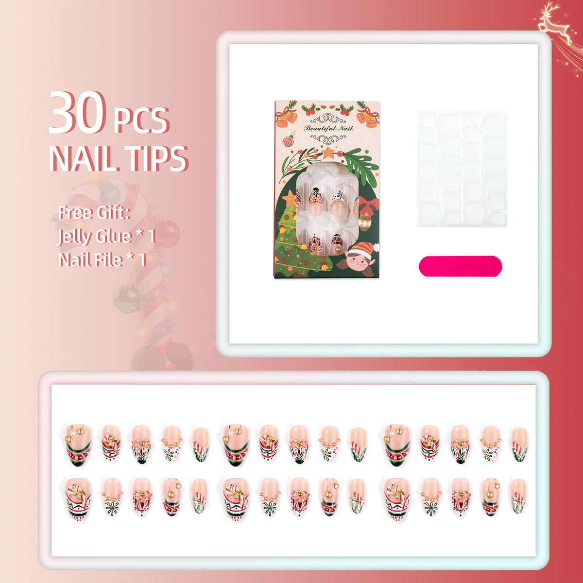 Festliches, Feiertags-Themen Press-On Nagelkunst Set 1790738758