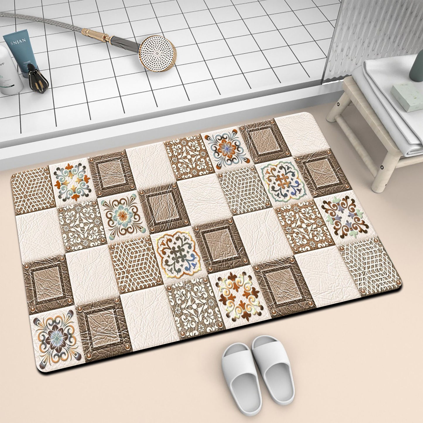 Künstlerische Mosaik-Badmatte Brehn