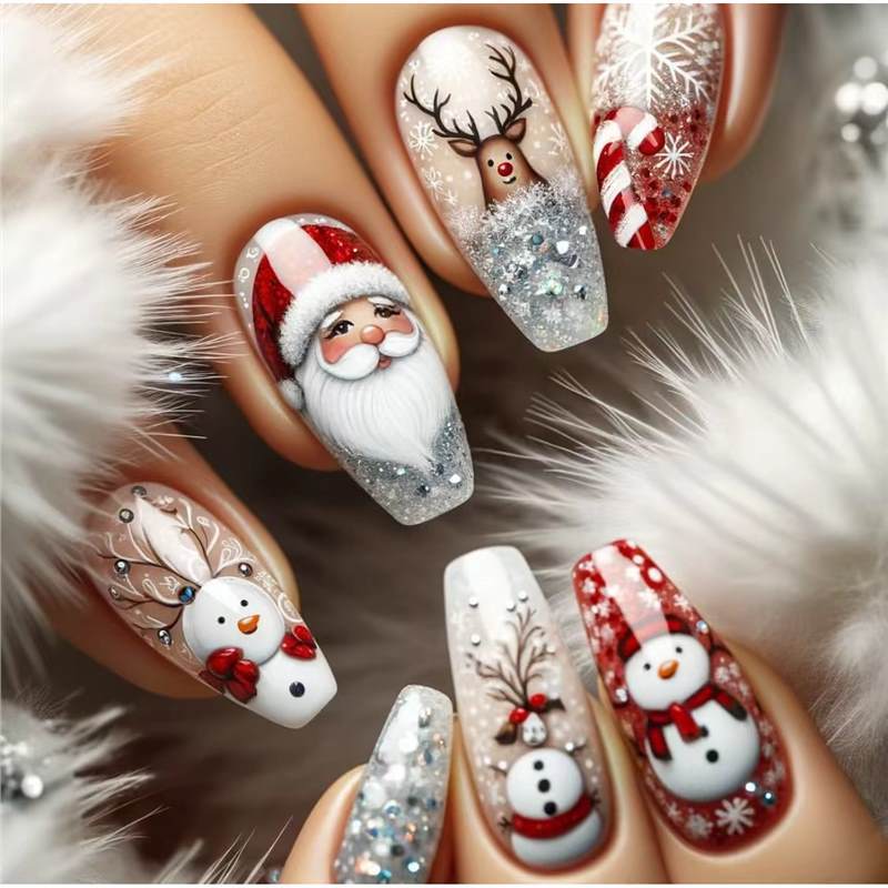 Festliches Feiertags-Themen Press-On Nail Art Set Brehn