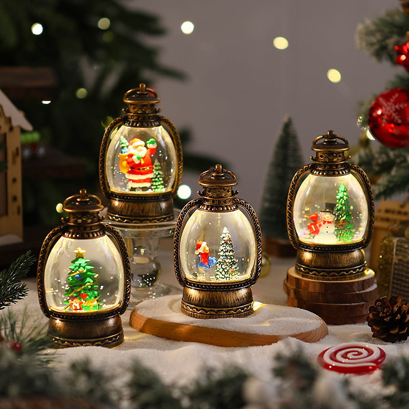 Nostalgische Weihnachtslaterne mit Schneemann-Szene Brehn