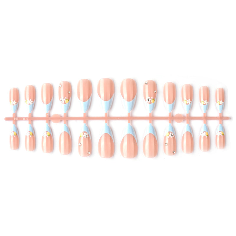 Künstlerische florale und mit Juwelen verzierte Press-On Nail Art Brehn